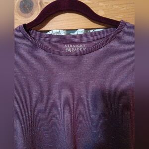 Brand Straight Faded  Men’s T Shirt Burgundy & White Size S